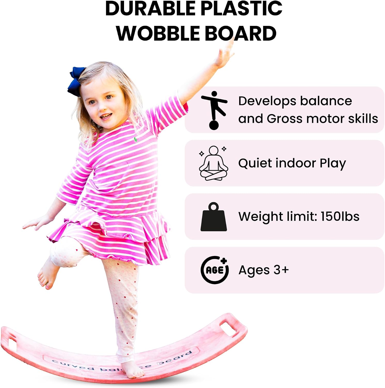 Platports Sensory Balance Board for Kids – ADHD Focus, Calm & Motor Skill Development | Indoor Montessori Play | Durable Non-Wood Wobble Board