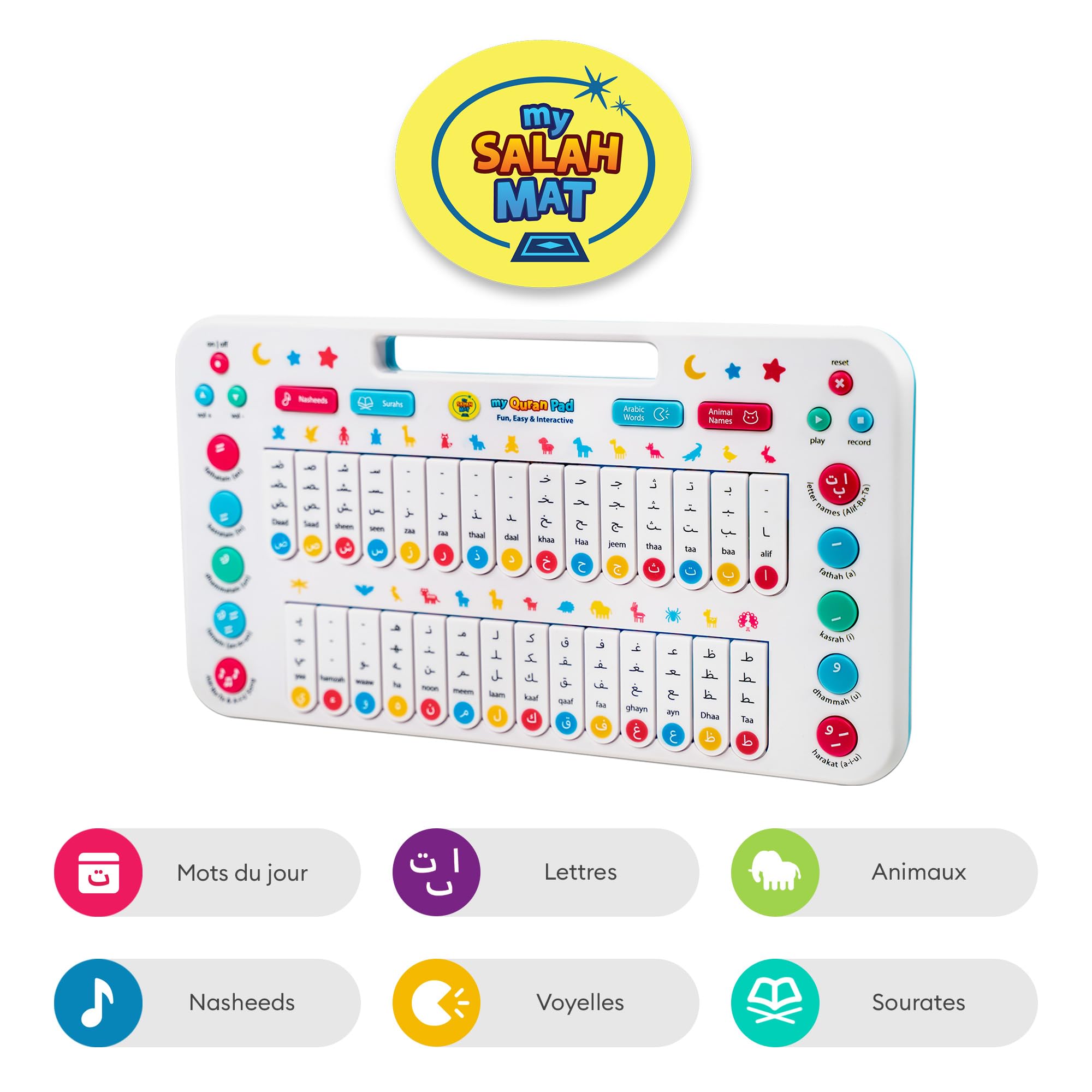My Salah Mat Jouet Enfant 2 Ans et Plus - Mon Quran Pad interactif pour Enfants, Piano pour Apprendre l'arabe avec Alphabet, Animaux et Plus Encore - Jeux éducatif pour Enfants de 2 Ans