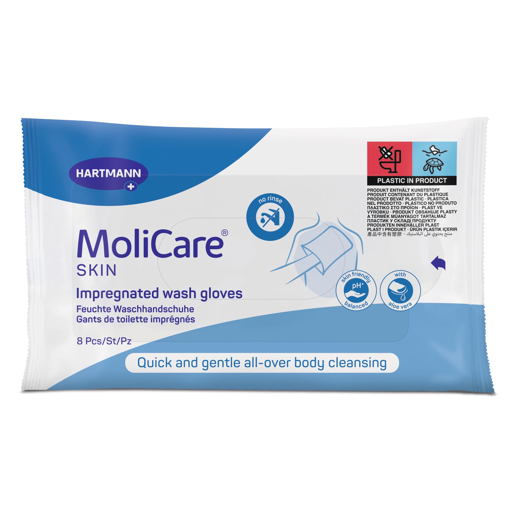 MoliCare Skin Feuchte Waschhandschuhe: Zur praktischen und schonenden Ganzkörperreinigung, 8 Stück