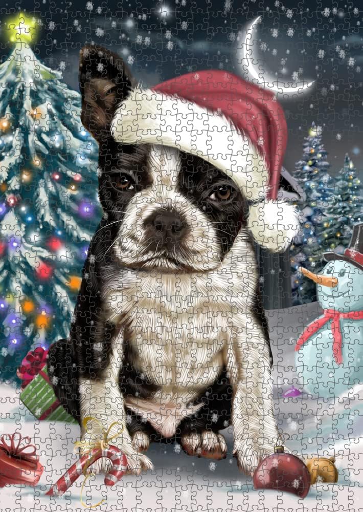 Have a Holly Jolly Christmas Boston Terrier Dog Jigsaw Puzzle for Adults - Animal Printed Interlocking Puzzle Game Artwork - Gift for Dog Lover's -1000 Pcs 29.5"x19.7", PZLE58519