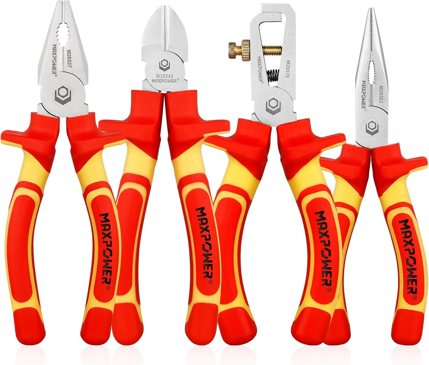 MAXPOWER 1000 V VDE Insulated Pliers Set, 4 PCS Electrician Pliers Set