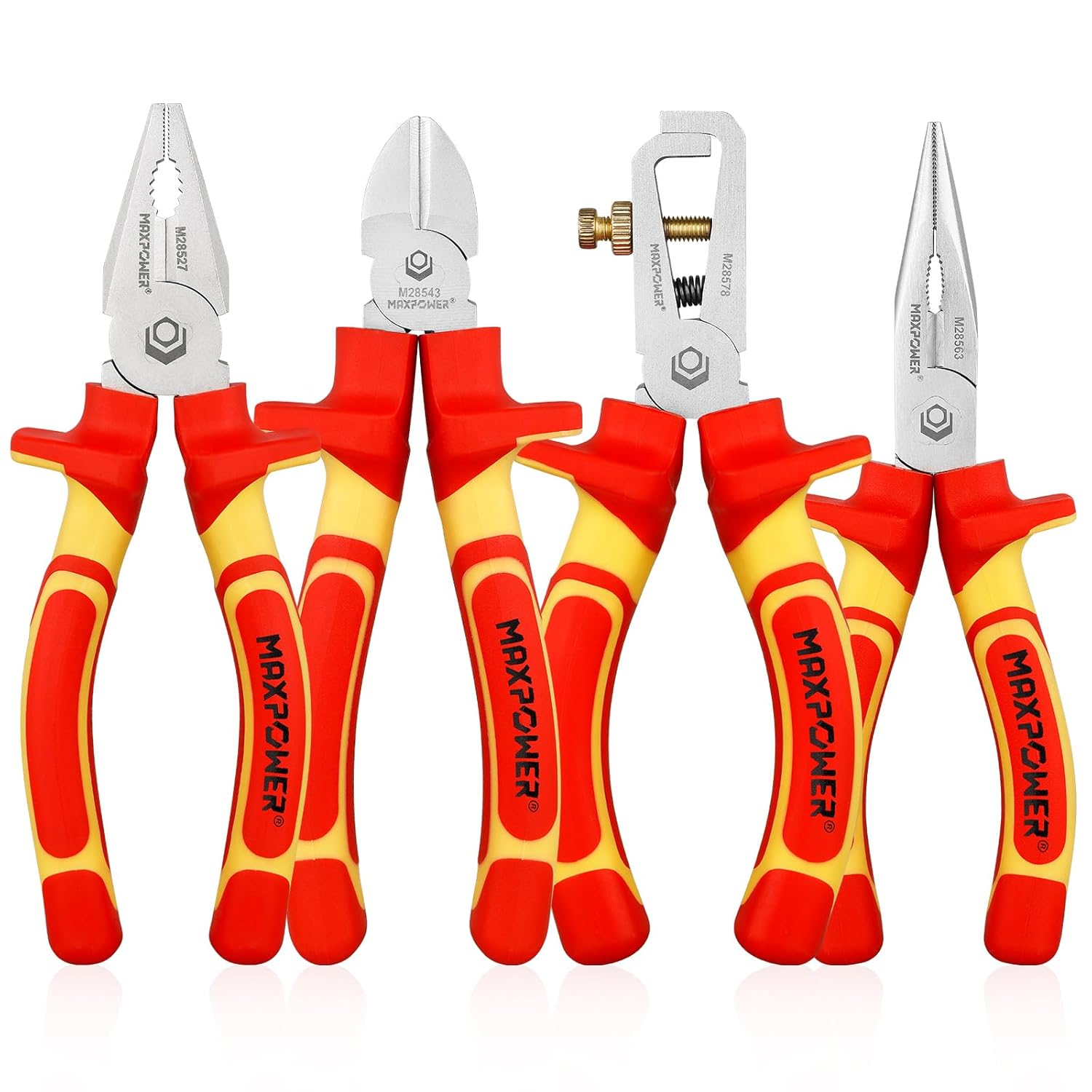 MAXPOWER VDE Pliers Set of 4 1000 V Insulated Pliers Tool VDE Wire