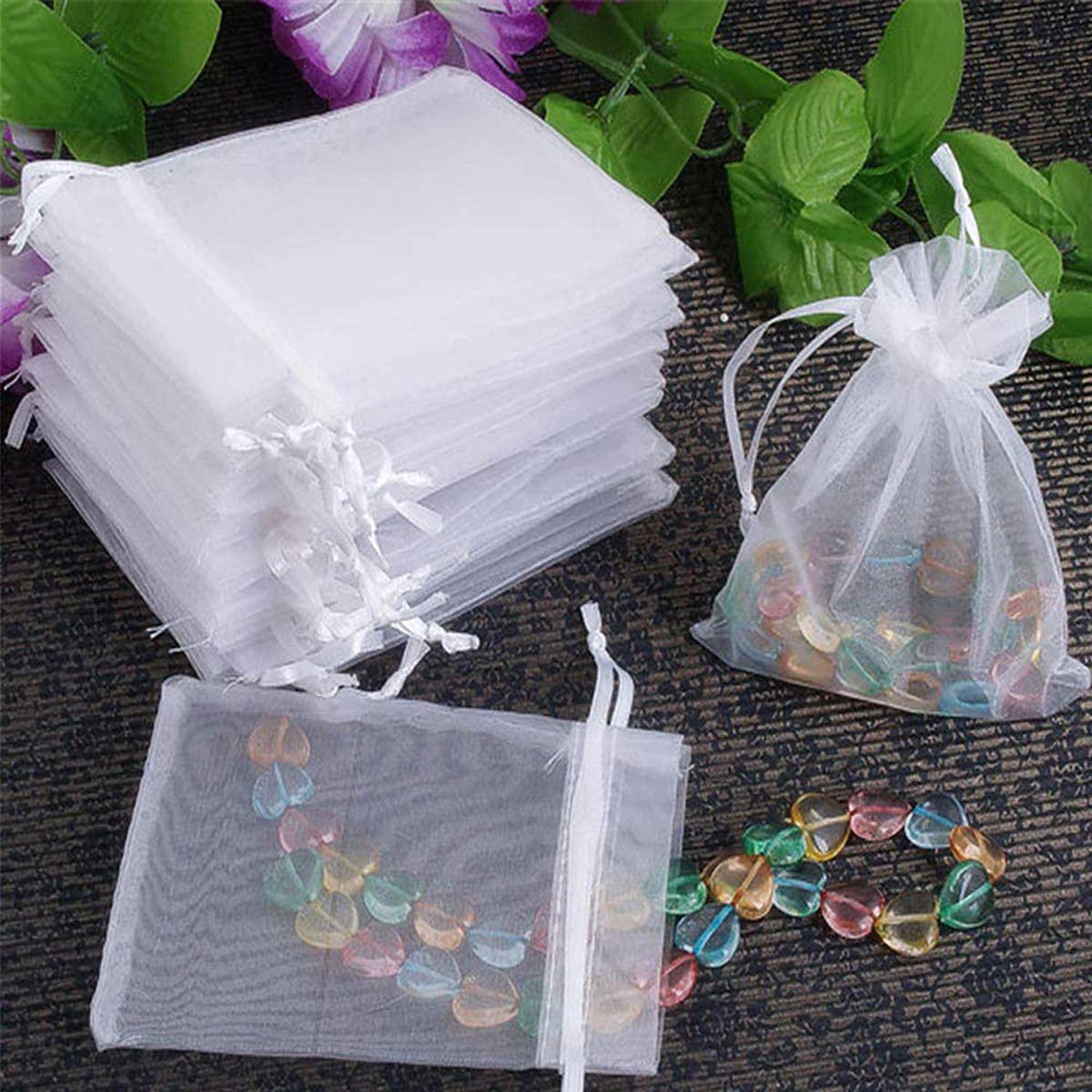 110 Bolsas De Organza Con Cordón | 7x9 Cm Blancas | Para Favores De Boda, Regalos Y Joyería 110 Bolsas De Organza Con Cordón | 7x9 Cm Blancas | Para Favores De Boda, Regalos Y Joyería