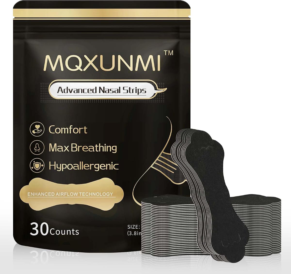 Nasal Strips for Snoring– 30 Count, Boost Airflow for Better Sleep, Sports Performance – Hypoallergenic Latex-Free Nasal Strip, Nose Strips for Sleep, Running & Hiking