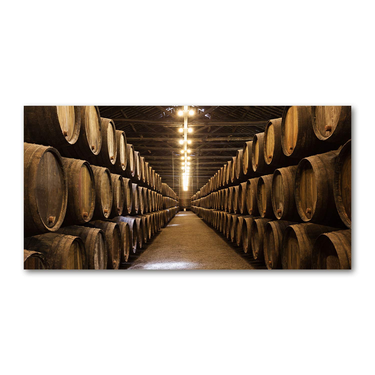 Tableau photo de prestige en verre 120x60 cm panorama d'architecture de Porto ton brun