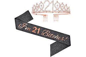 Shimmering 21st Birthday Crown and Sash: A Touch of Elegance for Your Milestone Celebration