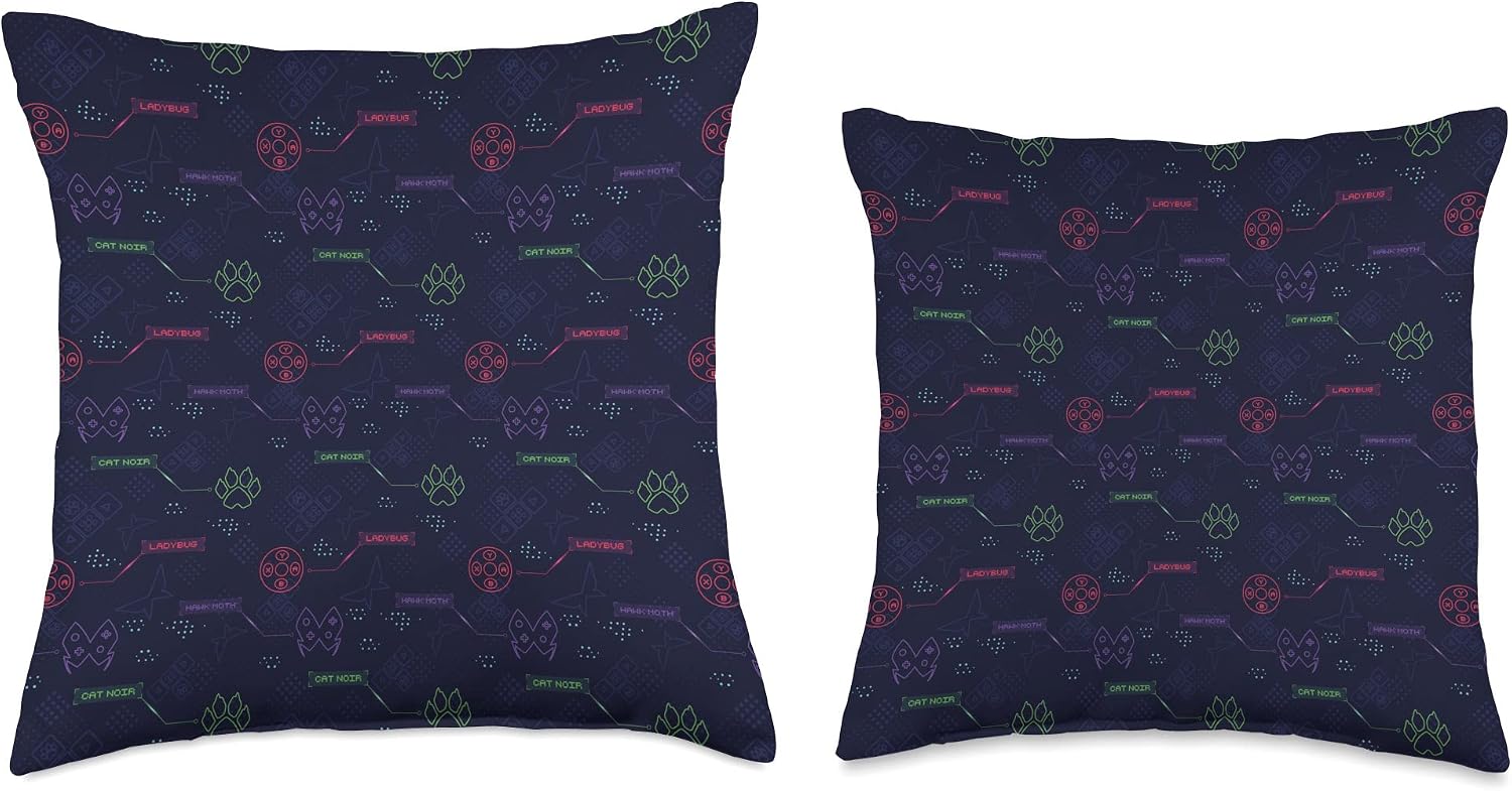 Miraculous Ladybug - Gamer Collection - Icon Pattern Throw Pillow
