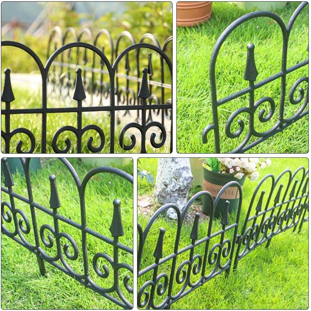 GANAZONO Vinyl Fence Panels 4 Pack Lattice Garden Border Decorative Fencing Panels for Lawn Patio Flower Bed