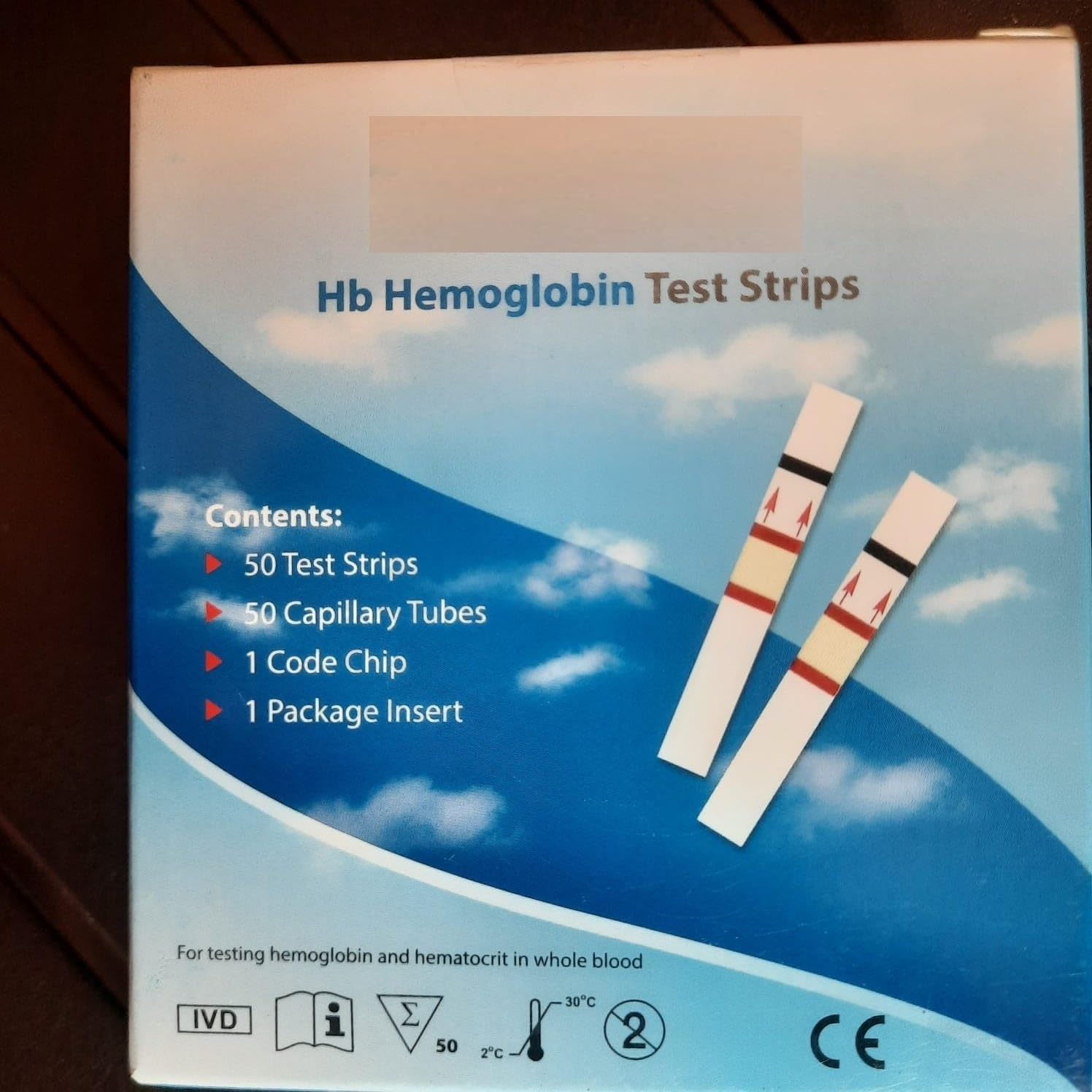 Medidor digital de hemoglobina Hb con 50 tiras de prueba (sin batería)