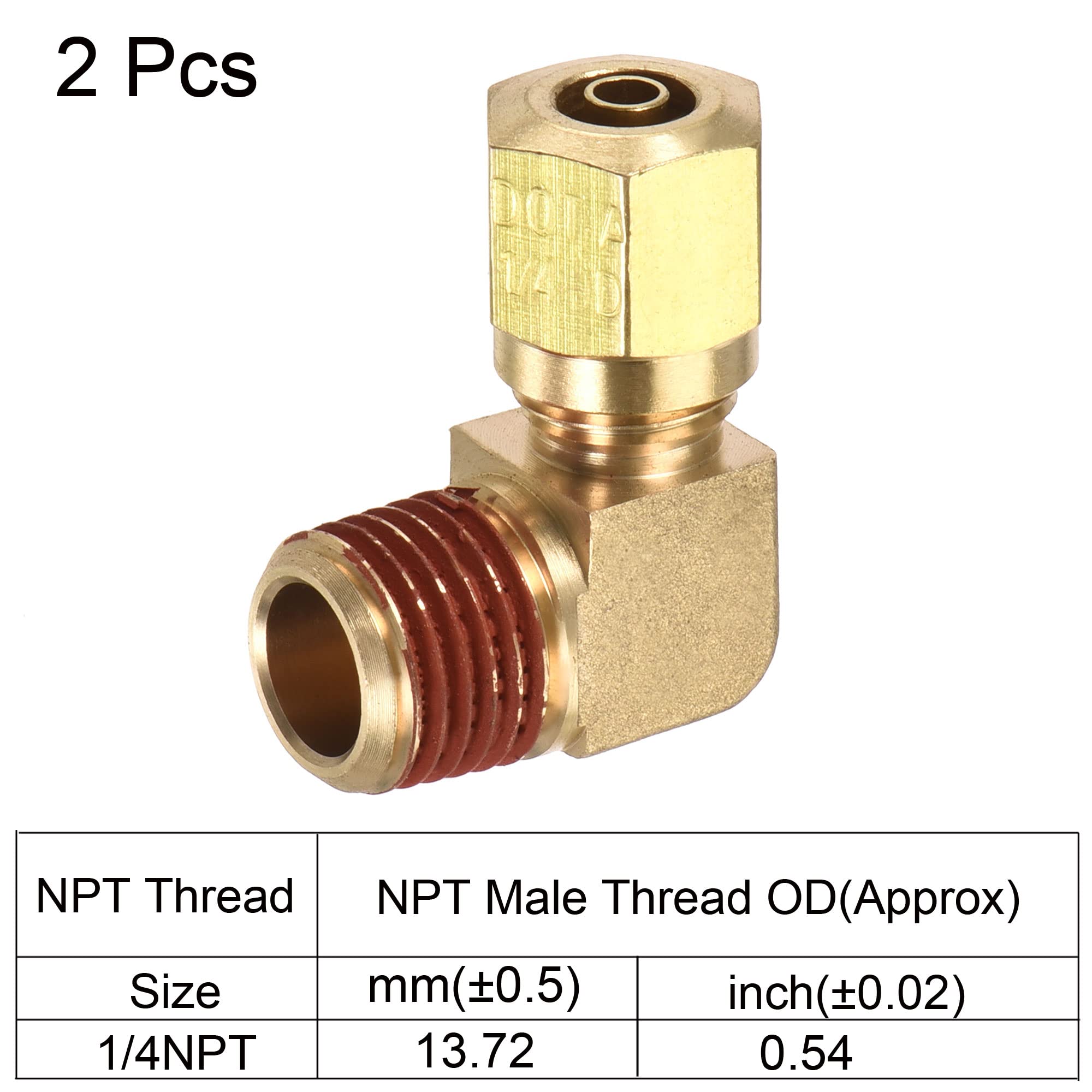 Raccord à compression en laiton pour tube de 4 mm, filetage 1/8'' BSPT