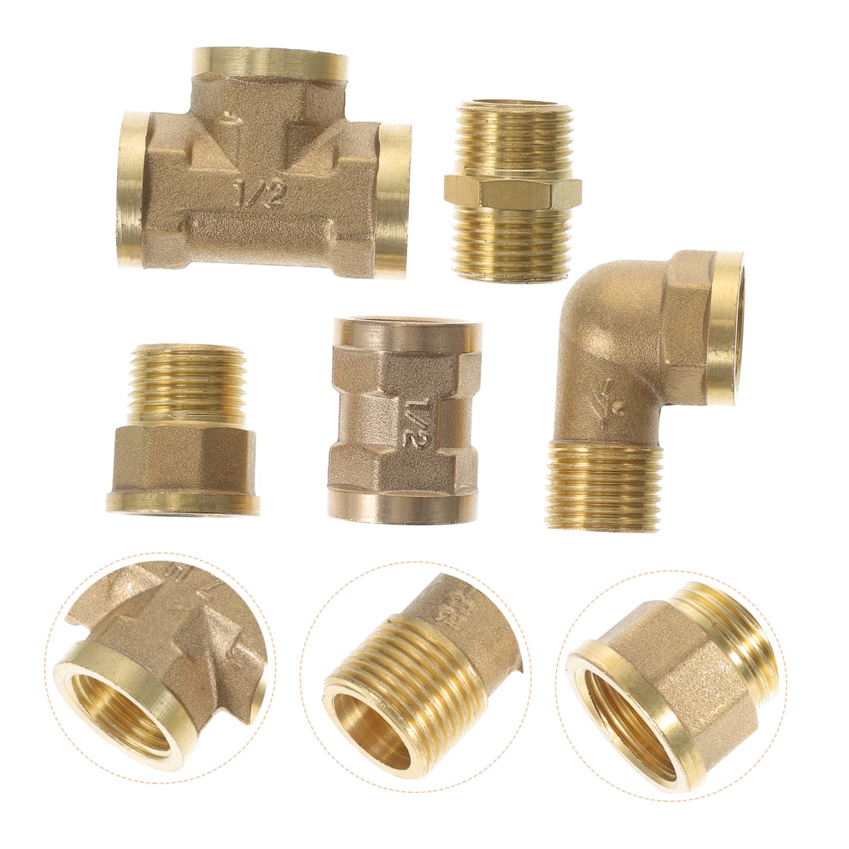 BESTonZON 1 Jeu De Raccords en Laiton Connecteurs De Tuyau D'Arrosage Adaptateur De Tuyau 1/2 Raccord De Tuyau 1/2 Té 1/4 Npt Adaptateur De Tuyau Mâle À Mâle Coupleur De Robinet