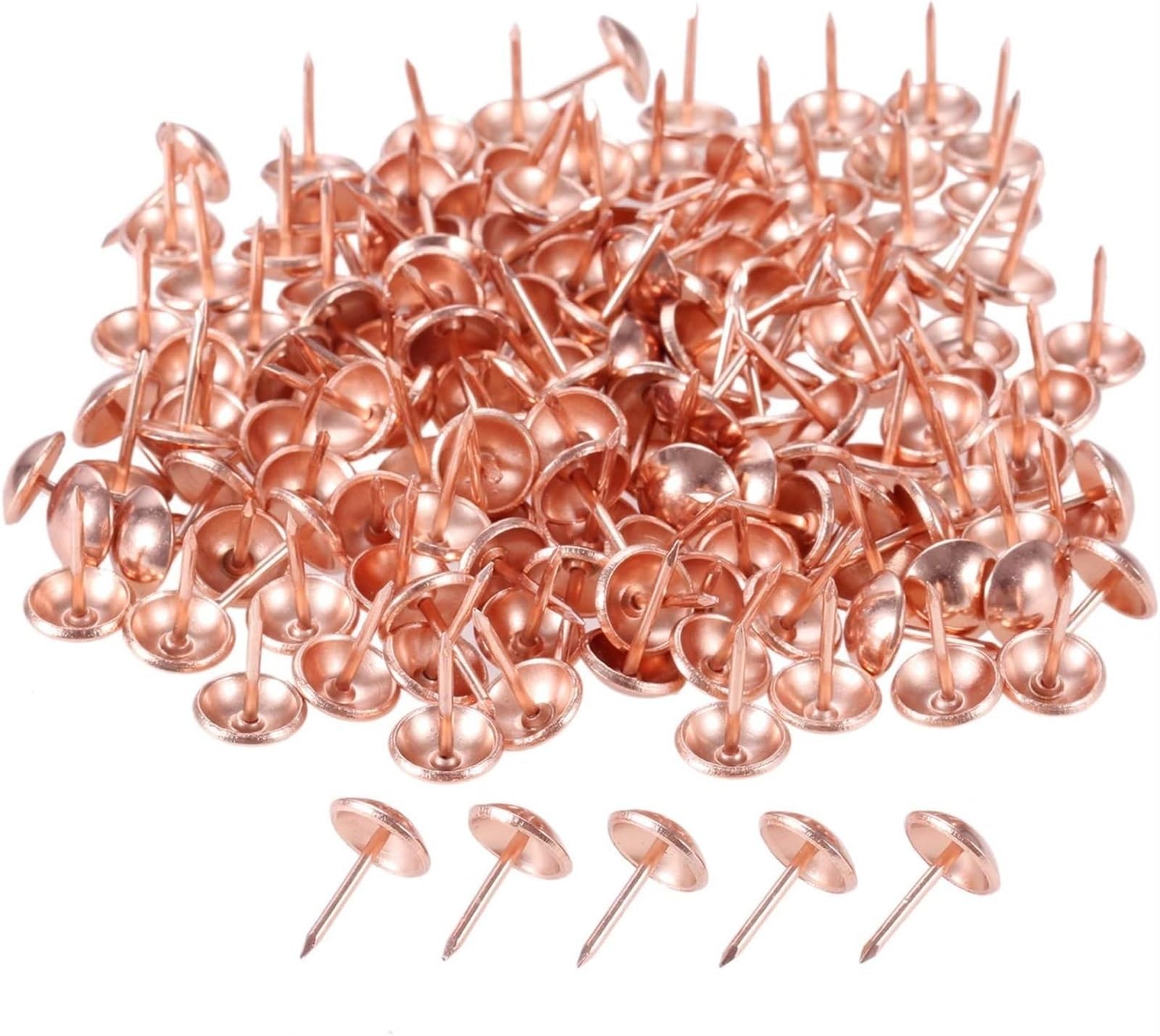 Pinezki kreślarskie, ozdobne pinezki, 200 szt. Różowe złoto Metalowe gwoździe tapicerskie Pudełko na biżuterię Bęben Sofa Dekoracyjne pinezki Stud Pinezka Zapięcie na gwoździe 11*11/11*17mm Zwykłe i p