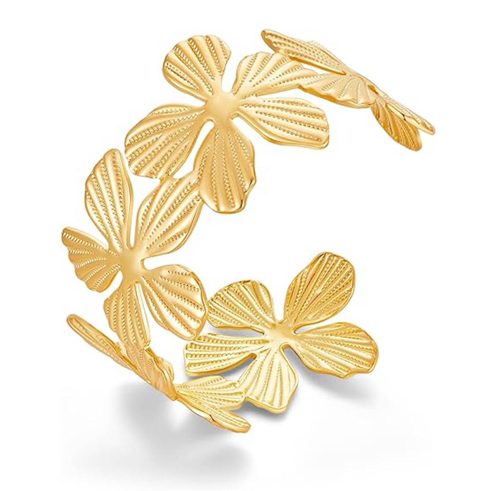Brazalete Oro para mujer, brazalete abierto de acero inoxidable dorado, brazalete grueso y ancho, joyería para mujeres y niñas