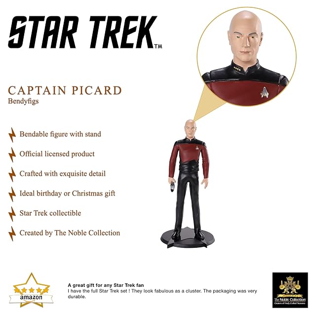 Foto 2 de 7 de The Noble Collection BendyFigs Star Trek Picard - Figura Plegable de 19 cm, Figuras coleccionables con Soporte
