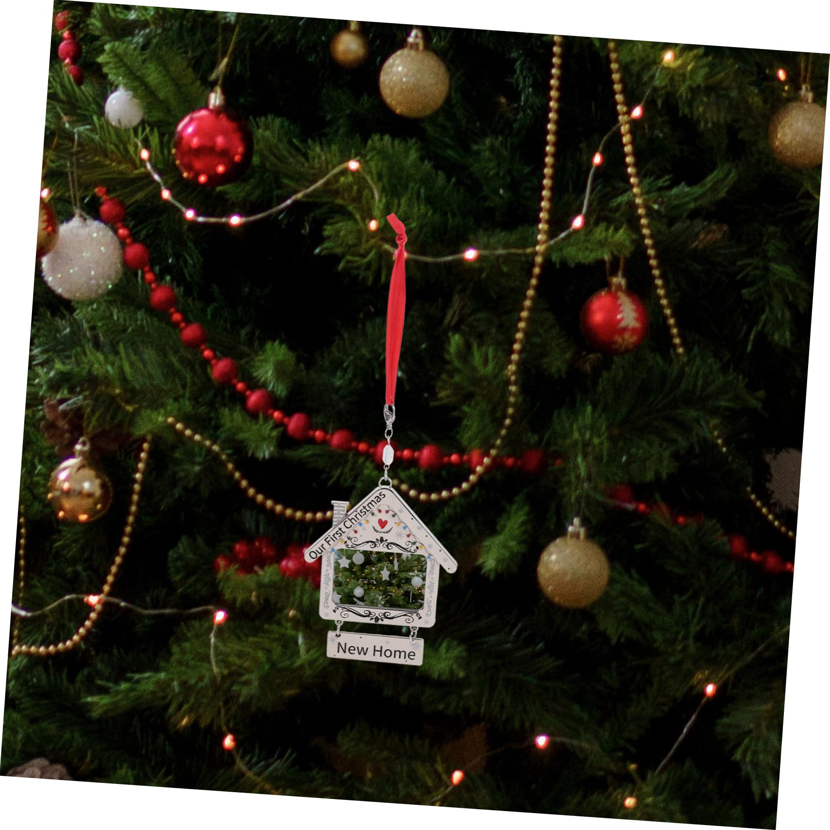 PRETYZOOM 3st Weihnachtsfotorahmen Personalisierte Anhänger Christbaumkugel Neue Hausschmuck Für Weihnachten Weihnachtsbilderrahmen-anhänger Gedenkdekorationen Diy Anhänger Silver Metall