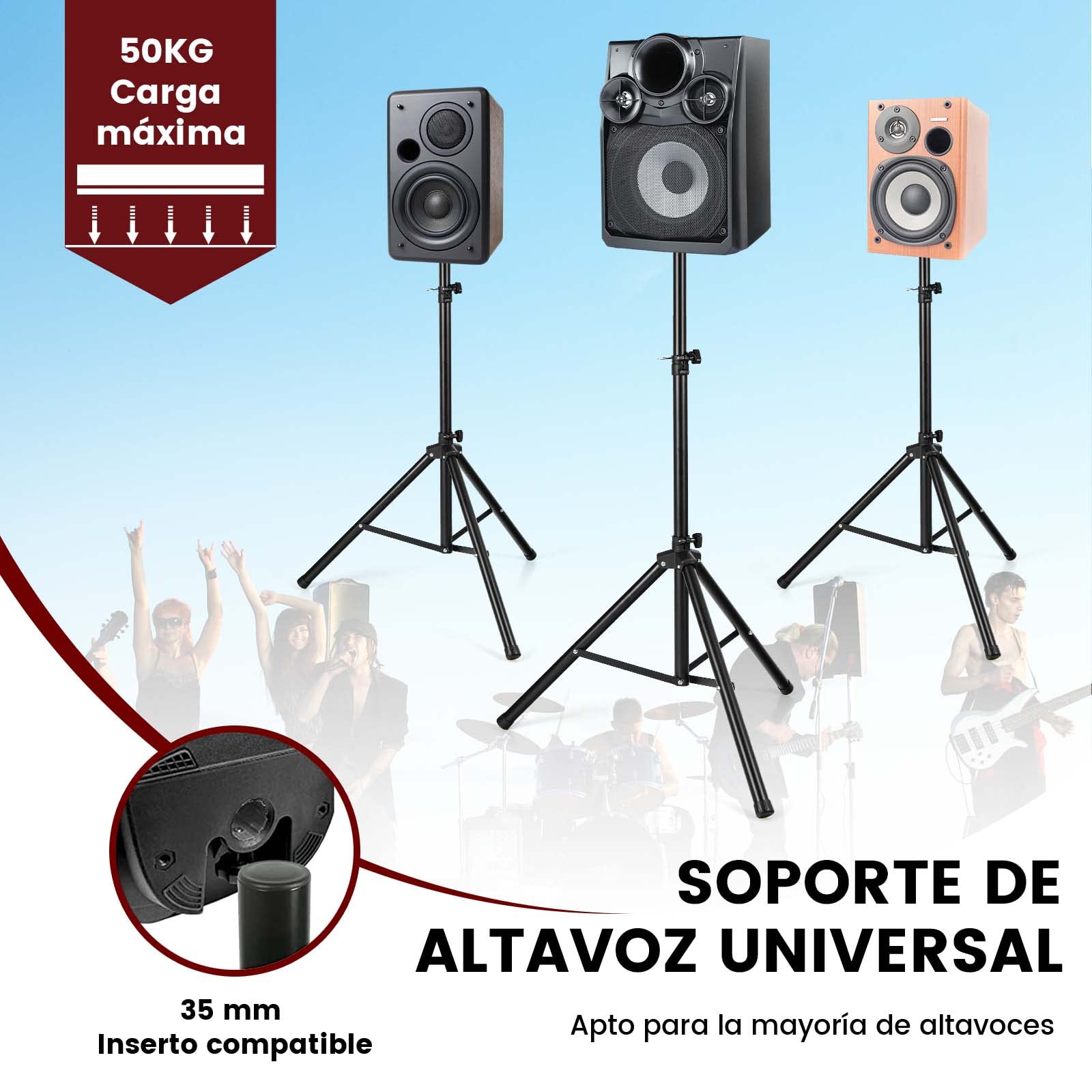 COSTWAY Trípode para Altavoz Soporte Profesional Plegable Altura Ajustable Desde 97-183 cm Capacidad Carga hasta 50 kg