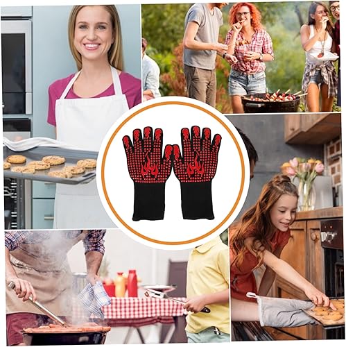 Miniatura 6 de YARNOW 1 par de guantes de silicona para barbacoa, guantes para hornear, guantes de cocina para niños, guantes para barbacoa, guantes para