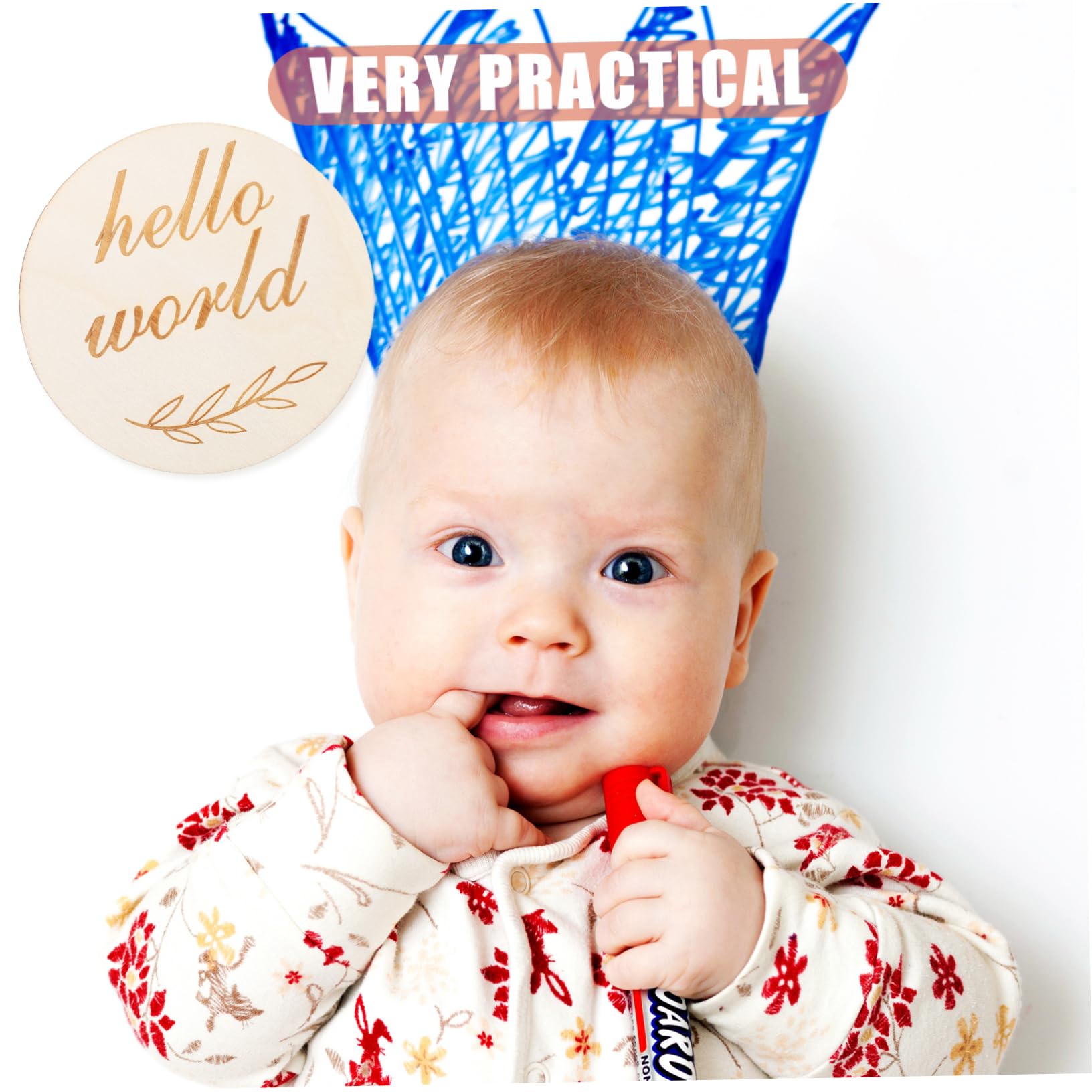 Abaodam Wooden Baby Birth Announcement Sign Newborn Announcement Props Milestone Plaque