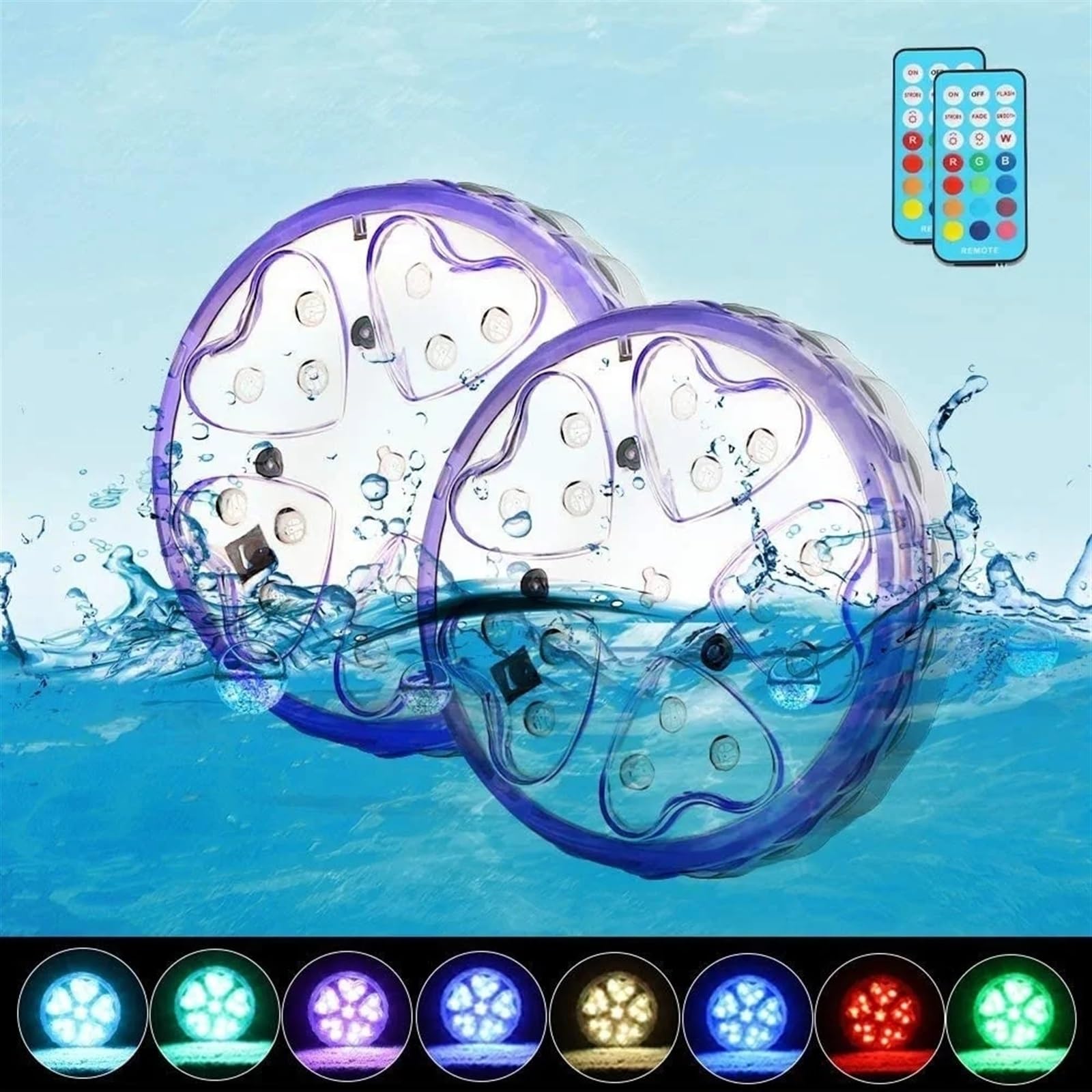 Lampe de bassin magnétique submersible RVB 13 couleurs avec télécommande pour fontaine et aquarium