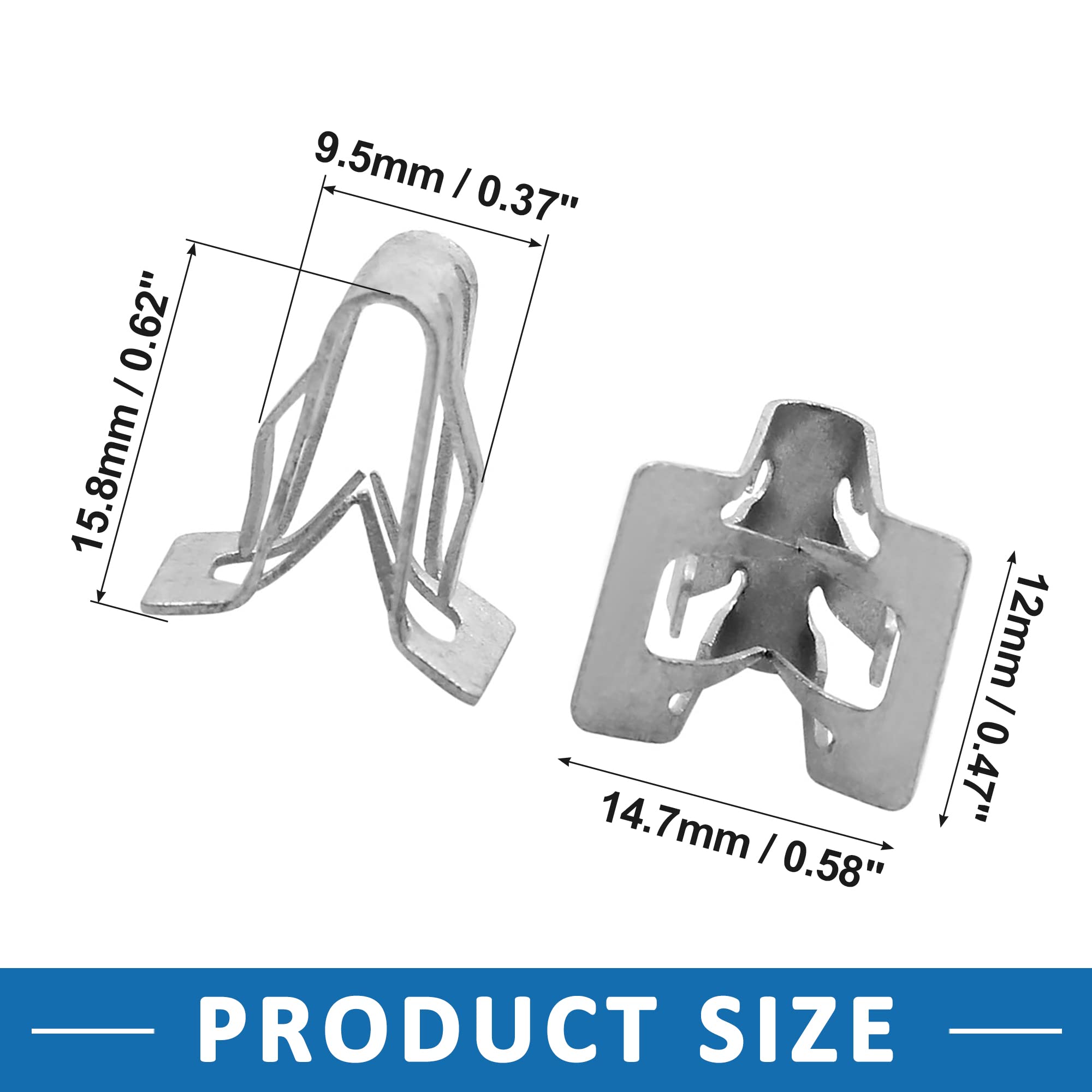 Clips Metálicos Para Paragolpes - Juego De 20 Piezas, Plateado