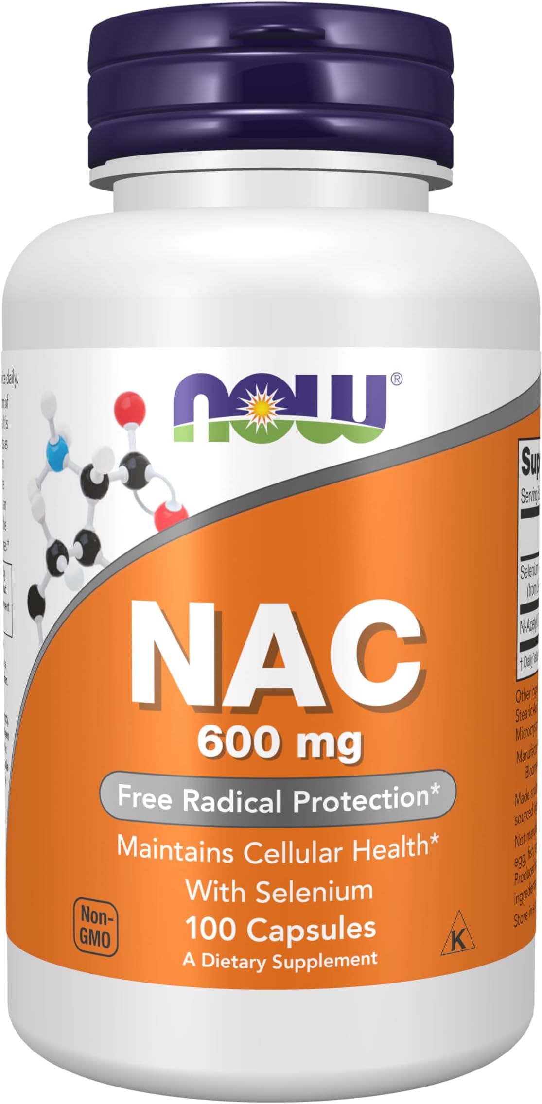 NOW Supplements, NAC (N-Acetyl Cysteine) 600 mg with Selenium, 100 Capsules