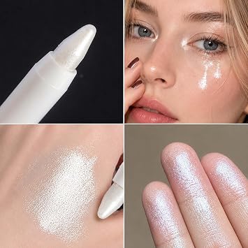 Pearlescent White Eyeliner Pencil And Eyeshadow Stick - Ultra-Fine Shimmery Highlighter For Precise Eye Contouring And Facial Illumination, Creamy Waterproof & Long-Lasting (Shimmery White)