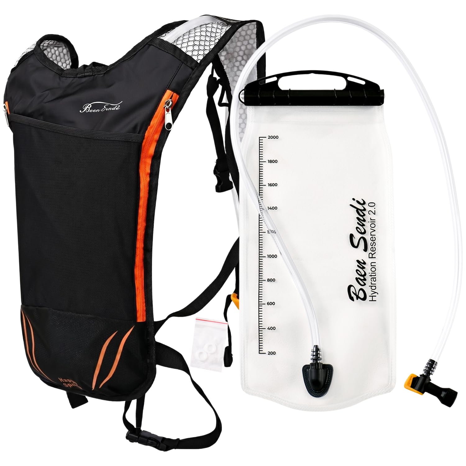 Trinkrucksack mit 2 l Wasserblase – ideal für Outdoor-Sportarten beim Laufen, Wandern, Camping, Radfahren, Skifahren, Unisex, Black Pack with Bladder