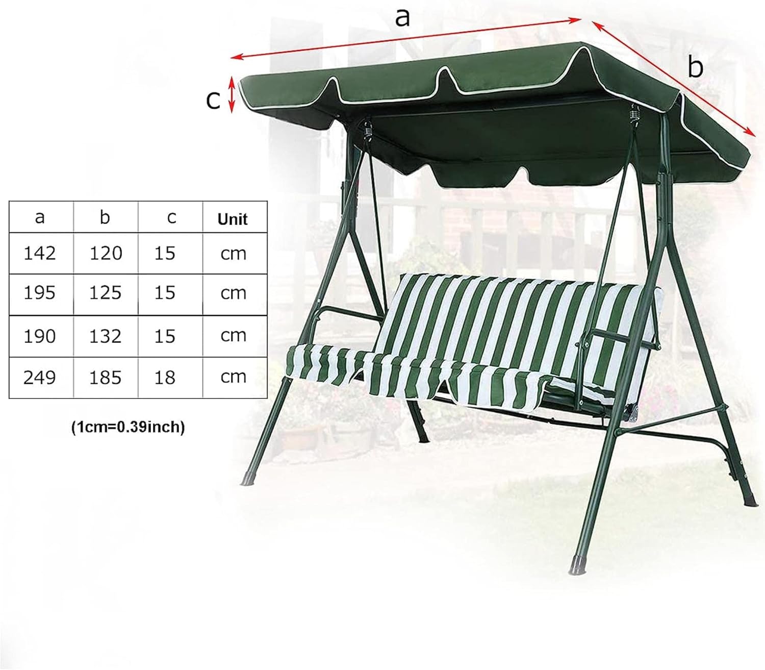 Swing Canopy Replacement Top Cover, Waterproof Replacement Canopy Cover for 2/3 Seater,Garden Chair Canopy Cover for Outdoor Patio Porch Yard