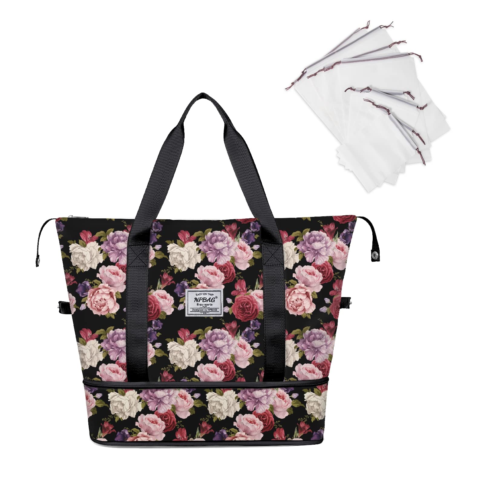 NPBAG Women Travel Duffel, Multi Functional Large Expandable Weekender Carry-on Tote, Gym Workout Overnight Bag, Mommy Hospital Bag for Labor and