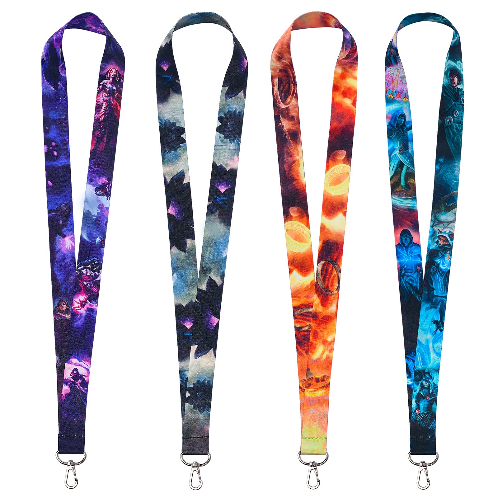 GTOTd Black Lotus Lanyard (4pcs) for Keys Wallet Badge Holder, Merchandise Keychain Video Game Decorations Office Party Supplies Gifts for Teens Students