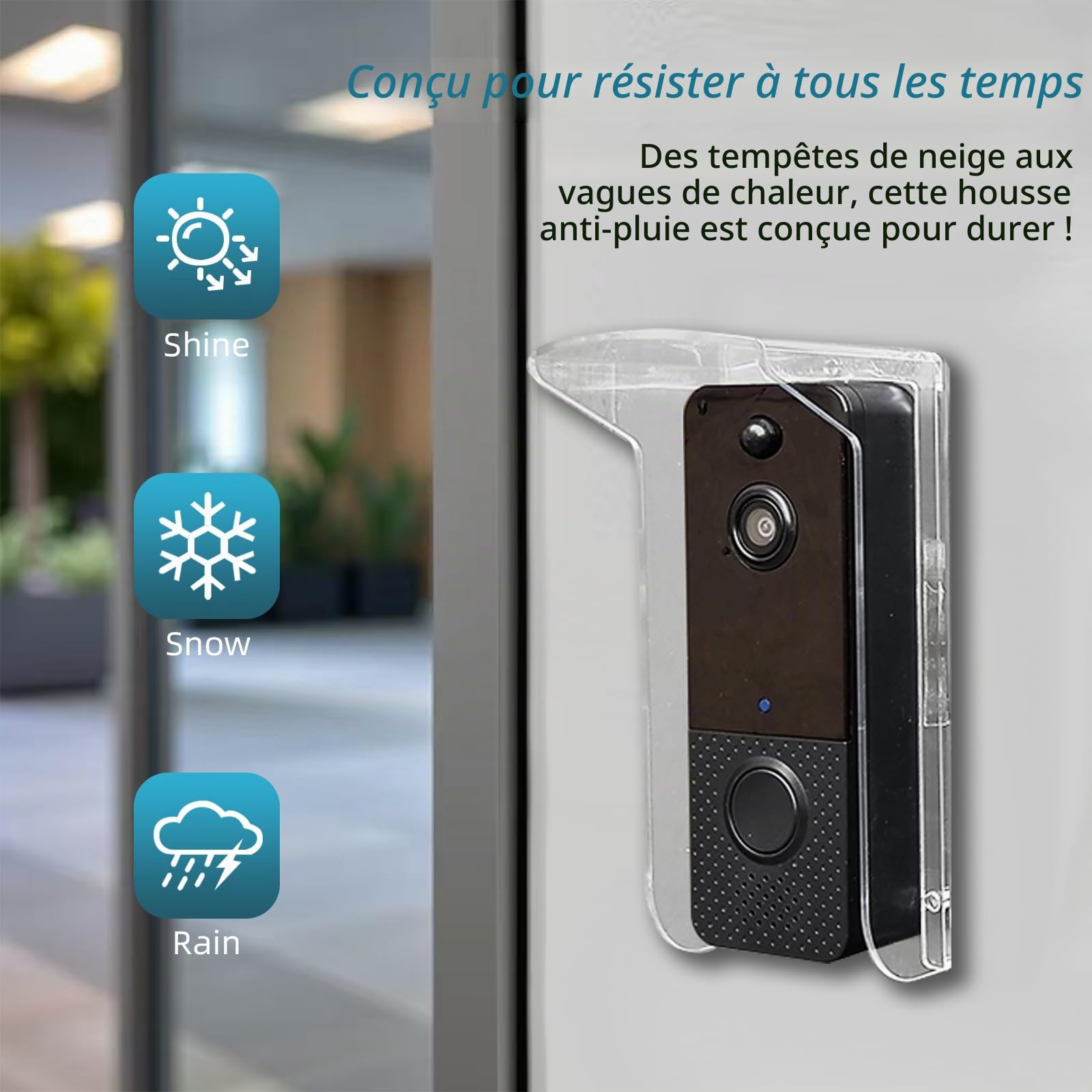 Support mural étanche pour Amazon Echo, Google Home Mini, Nest Cam, Ring Video Doorbell, Housse étanche pour la protection contre la pluie de la sonnette extérieure Convient à la plupart des sonnettes