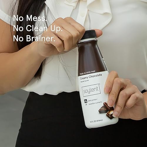 Miniatura 5 de Soylent Paquete de batido de reemplazo de comidas, sabores cremosos de chocolate y vainilla, 2 paquetes de 12 botellas de 14 onzas, 24 en total