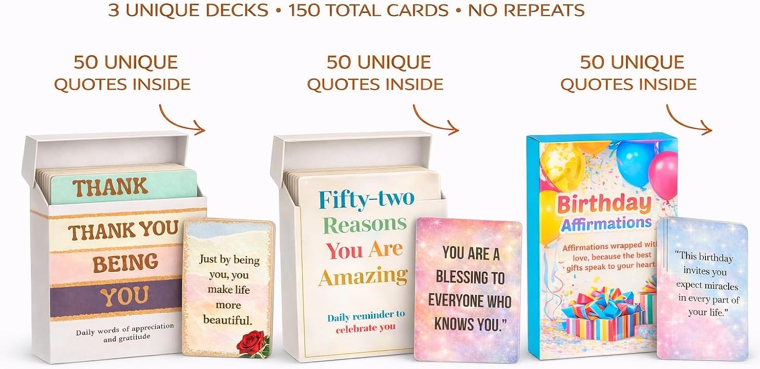 Isaac Liev Affirmation Cards For Women, Appreciation quotes, Motivational and inspirational, 3-Pack Bundle, positivity gift