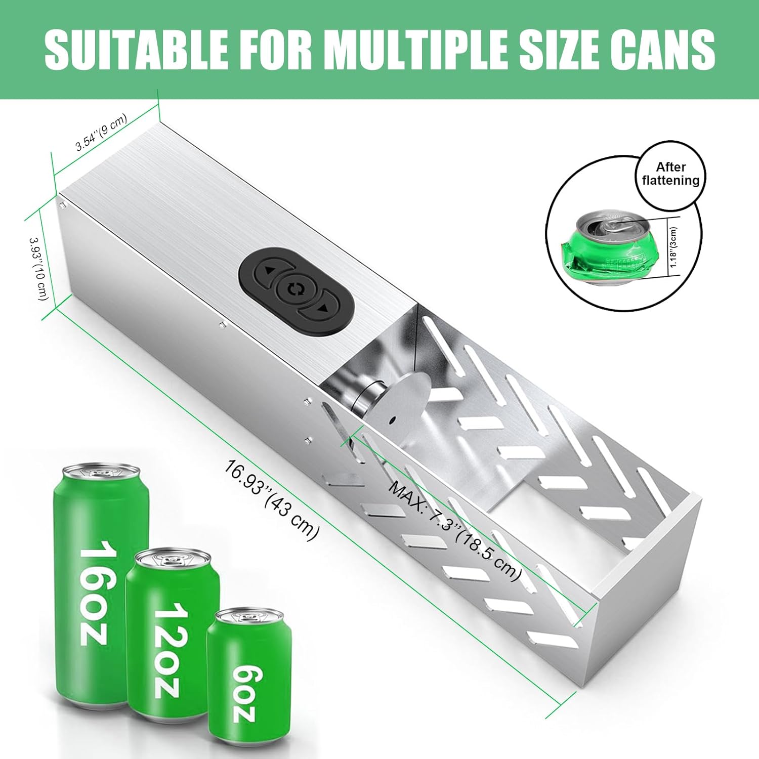 Electric Can Crusher, Automatic Can Smasher for Recycling 8 oz/12 oz/16 oz, Desktop or Wall Mounted Heavy Duty Can Trash Compactor for Aluminum Seltzer, Cola, Beer Cans