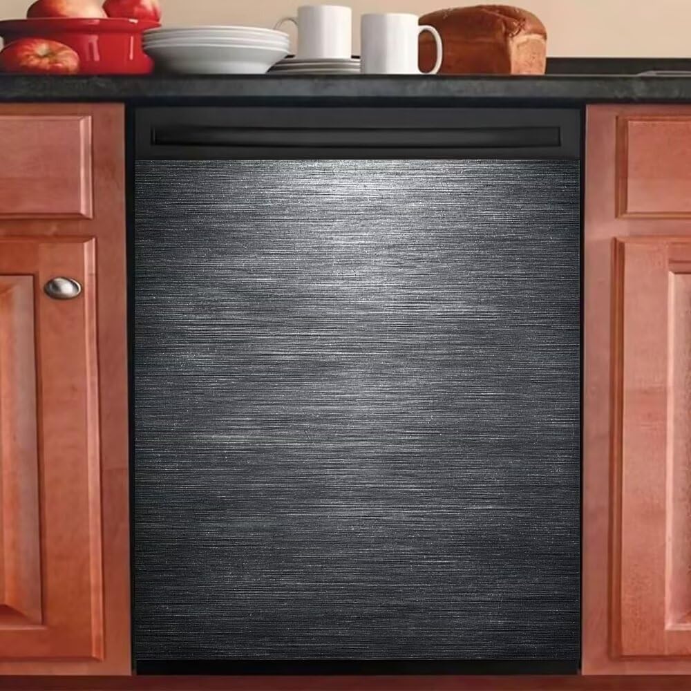 Geschirrspüler-Magnetabdeckung, 58 x 66 cm, wiederverwendbar, Edelstahl, gebürstet, dekorative Abdeckung, Kühlschrank- und Waschmaschinen-Frontplatten-Aufkleber für Küche, Heimdekoration
