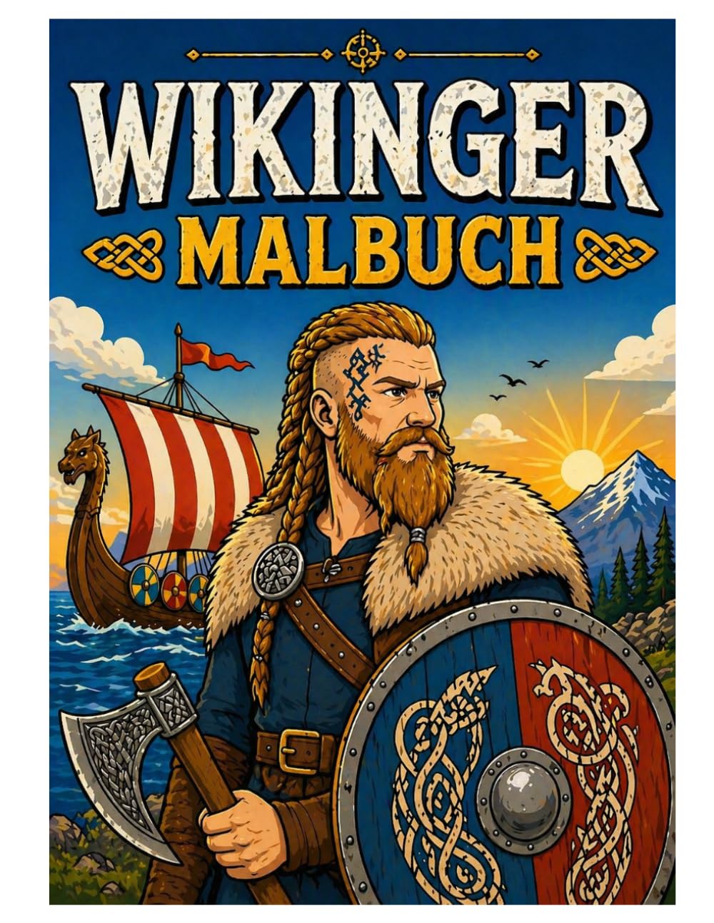 Wikinger Malbuch: Epische Wikinger Ausmalbilder mit Schiffen, Kriegern und nordischen Motiven – Malbuch für Kinder und Erwachsene