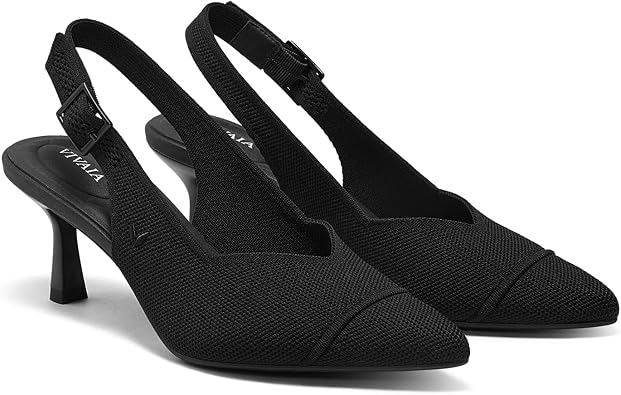 VIVAIA Addison Pointed-Toe Slingback Sandals For Women, Elegant Mid Heels With Arch Support
