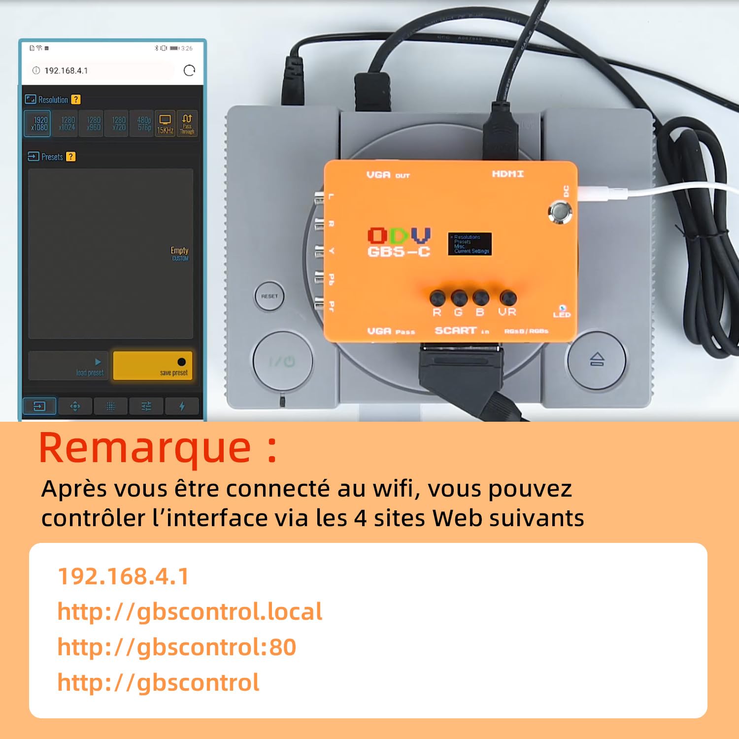 Mcbazel ODV-GBS-C YPbPr Component/VGA/RGBS Scart vers VGA/HDMI Scan Convertisseur pour Retro Gaming Console Support HDMI 720p/960p/1080p Output