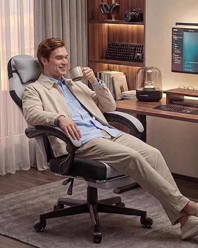 Miniatura 2 de Dowinx Silla de juegos, sillas de juegos de tela para adultos con cojines de resorte de bolsillo y soporte lumbar, silla ergonómica de masaje para