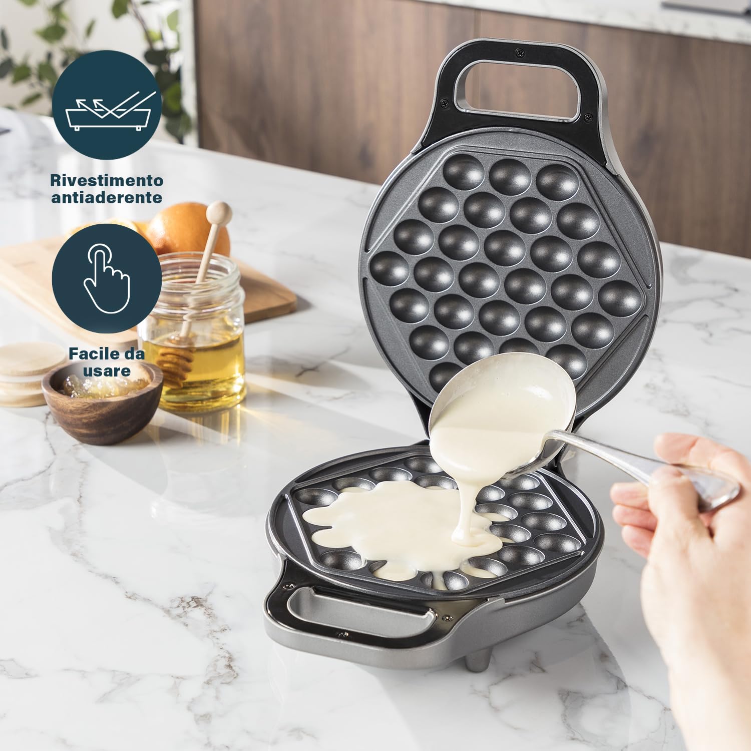 Princess Piastra per Bubble-Waffeleisen, 700 watt, colore: Nero