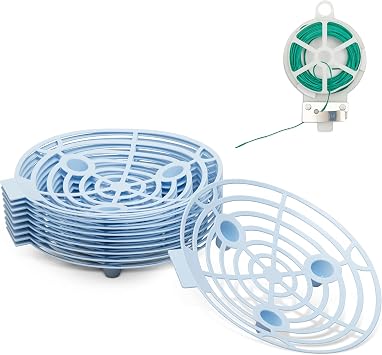 Melon Cradle 10 Pack - Blue, Lightweight, and Reusable Plastic Melon Support for Fruits and Vegetables - Complete with Garden Plant Tie Dispenser
