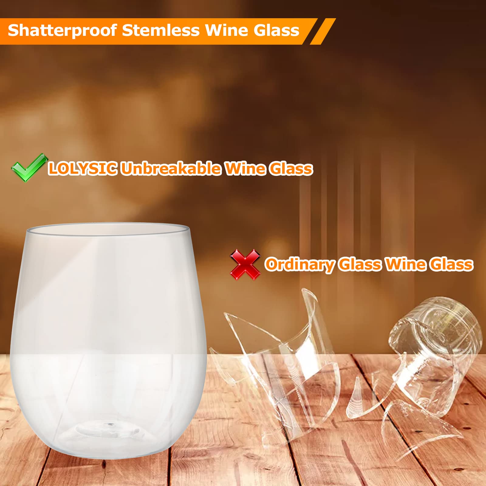 12 bicchieri da vino in plastica, 350 ml, riutilizzabili, senza stelo, trasparenti, infrangibili, senza stelo, per feste di Natale, campeggio, picnic
