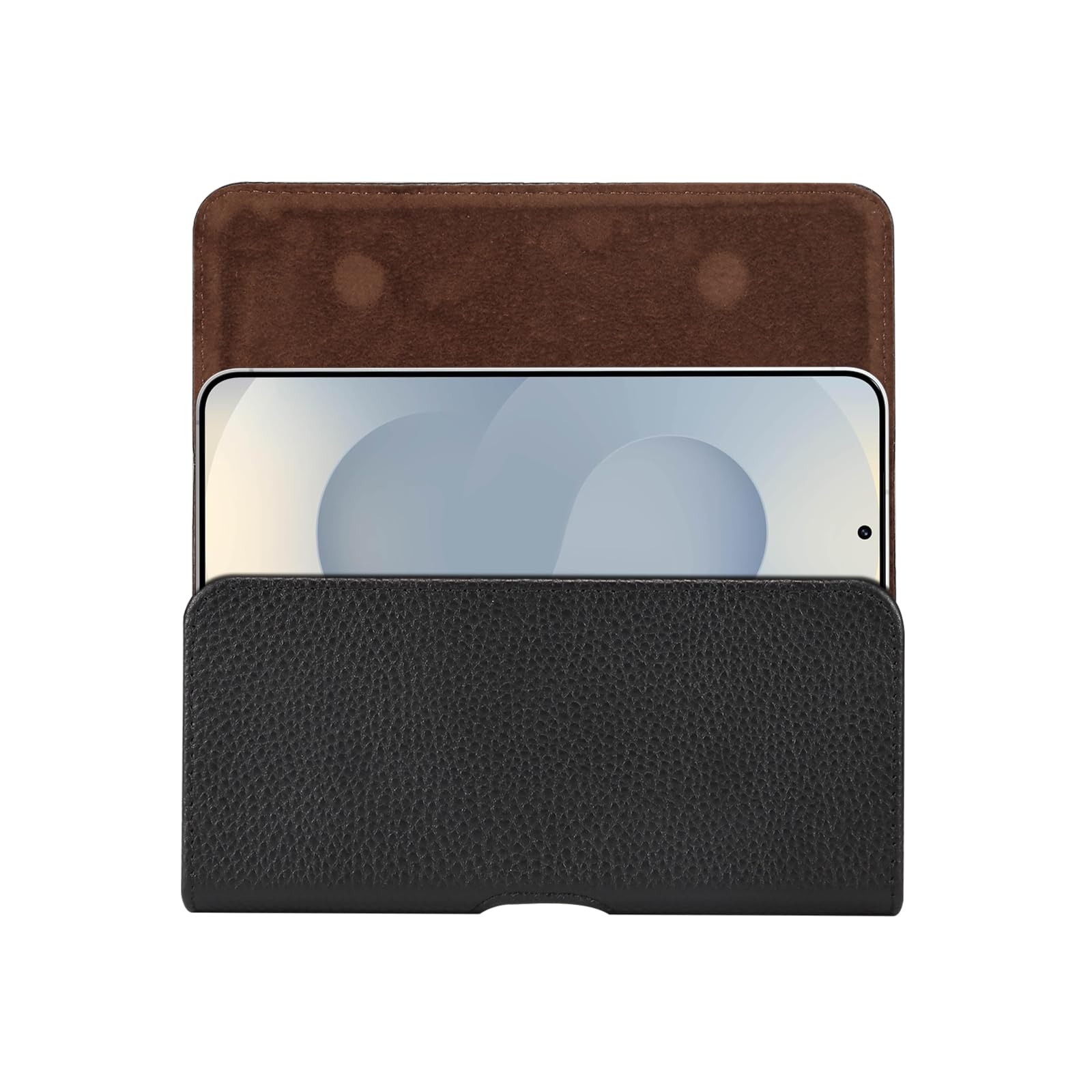 Étui Ceinture Cuir Véritable pour Téléphone 6,5 Pouces - Noir | Compatible iPhone 17 Pro 16 15 Pro 14 13 12 11, Compatible Samsung S25 S24 S23 FE, Compatible Google Pixel 10 Pro