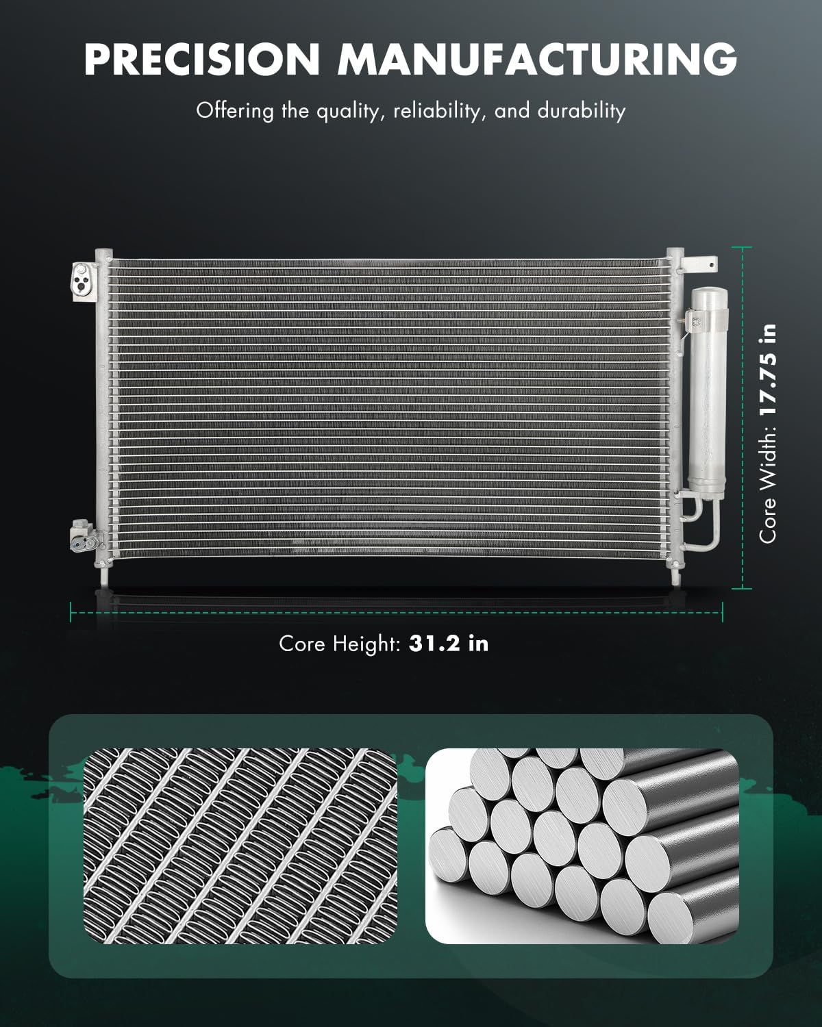 SCITOO Air Conditioning A/C Condenser for Honda for Accord 2003-2007 2.4L 3.0L, Coupe 2dr, Replace# 80110SDNA01, Replace# 3152