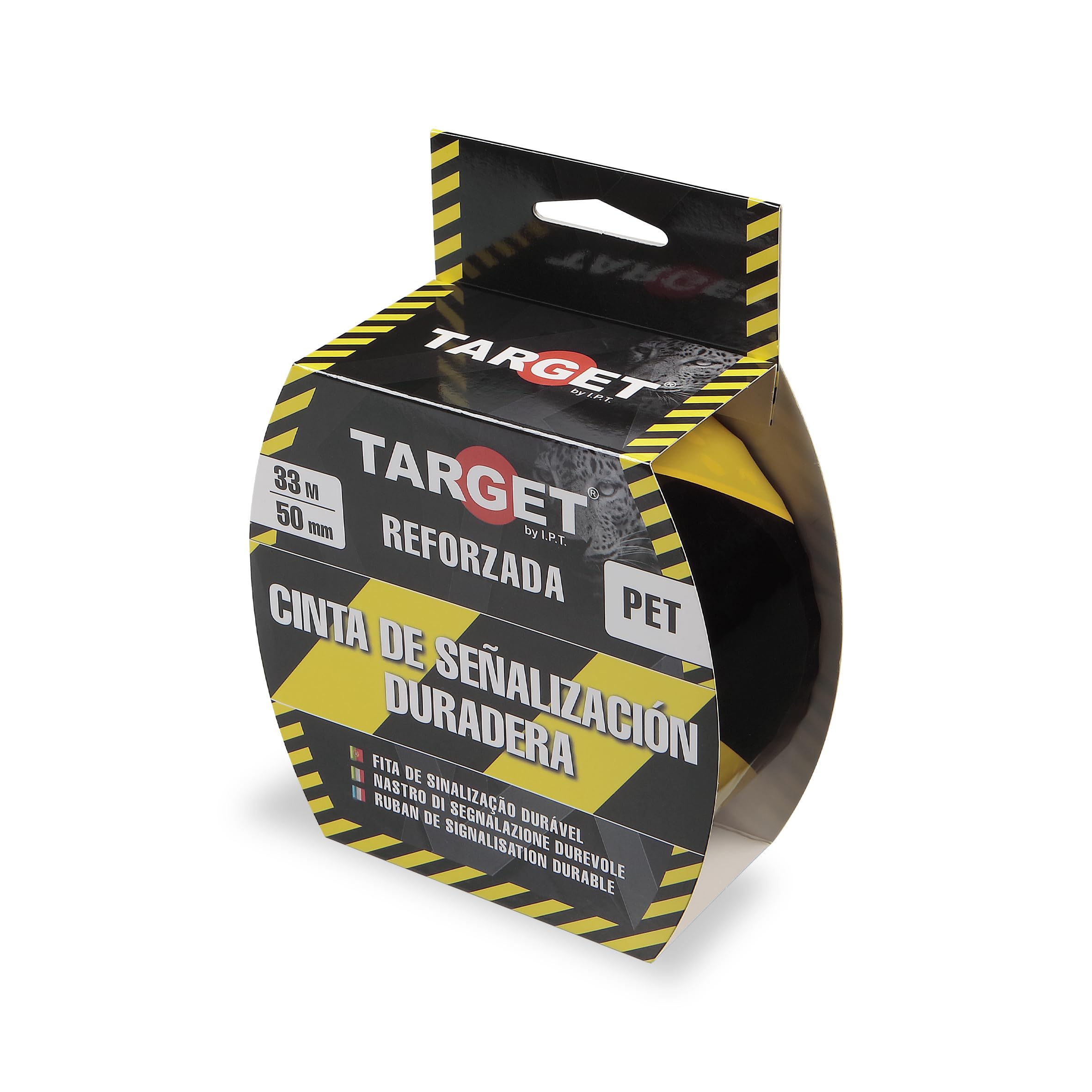 TARGET - Cinta de Señalización Adhesiva Reforzada| Para Marcaje de Suelos y Objetos de forma Duradera, Advertencia de Seguridad (AMARILLA Y NEGRA)
