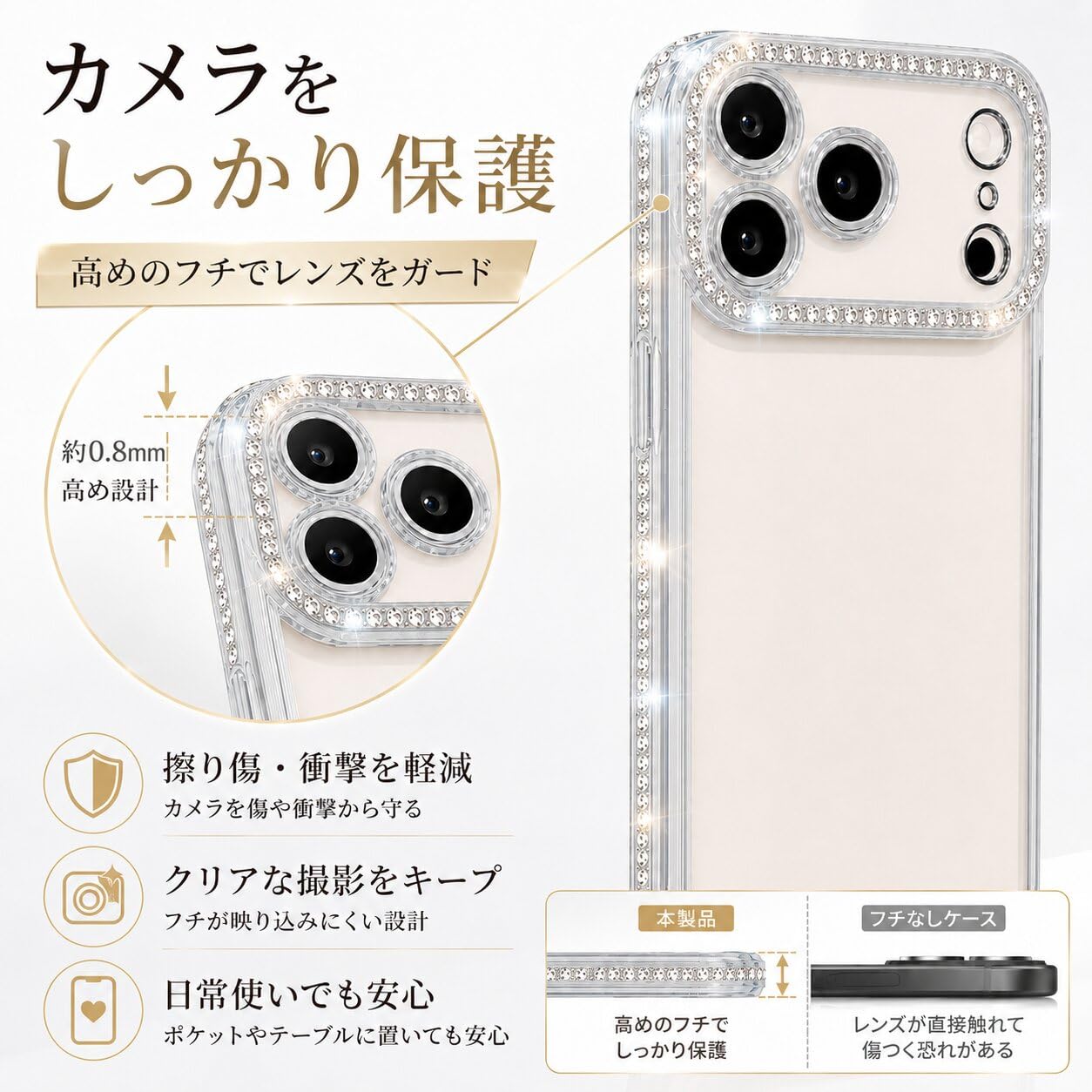 Amazon.co.jp: EWVBKN iPhone14 Pro 用のケース 対応 キラキラ ライン