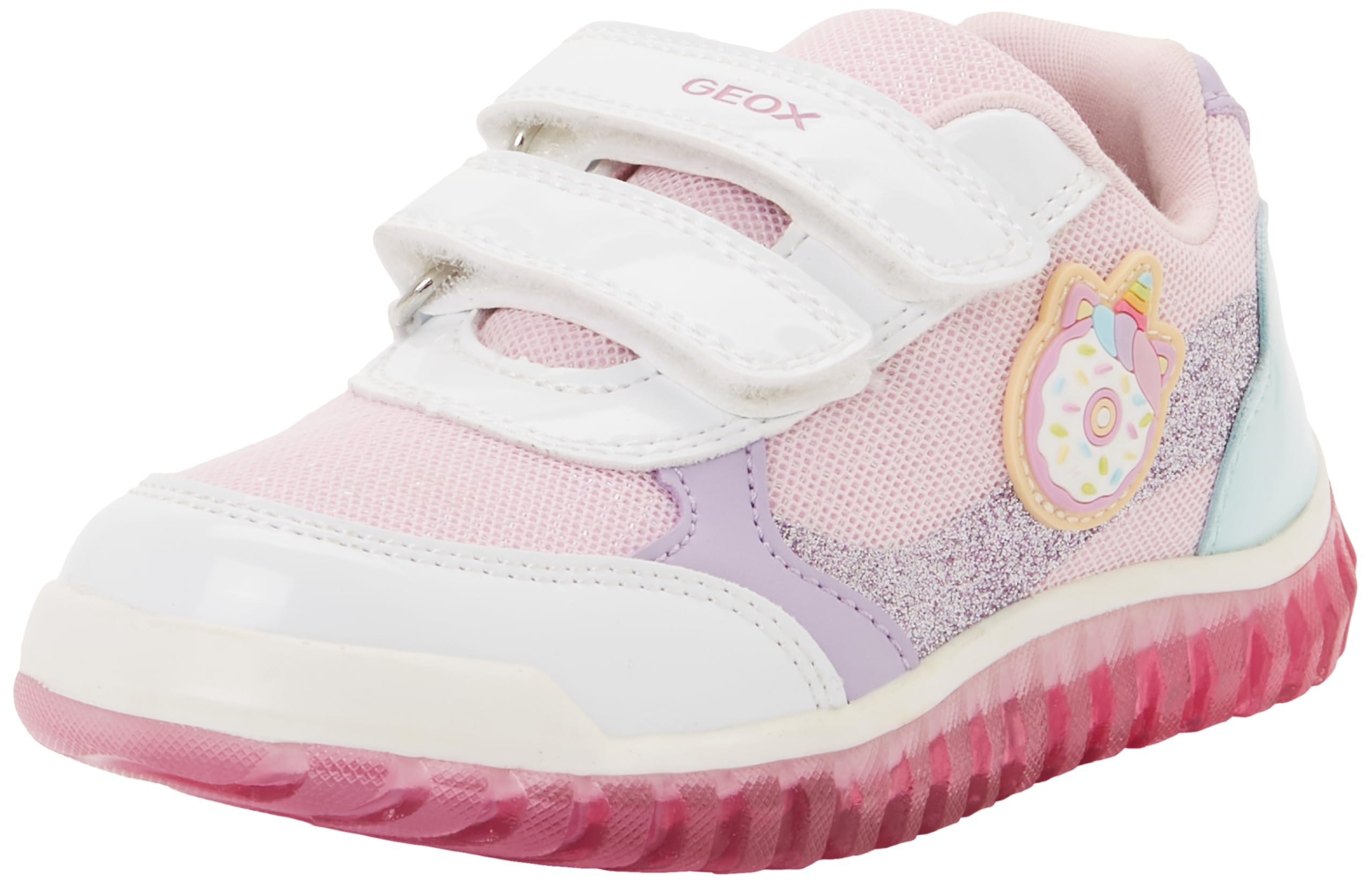 Geox Boy's B Lightyloo Girl A Sneaker, White Pink, 8.5 UK Child