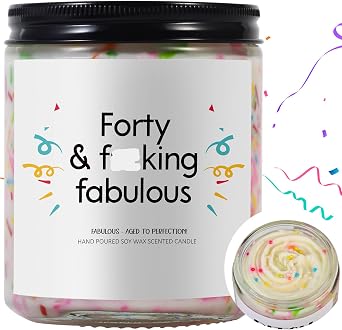 40th Birthday Gifts for Women -Happy 40th Birthday - 40 Year Old Gifts for Women - Vanilla Scented Birthday Candle