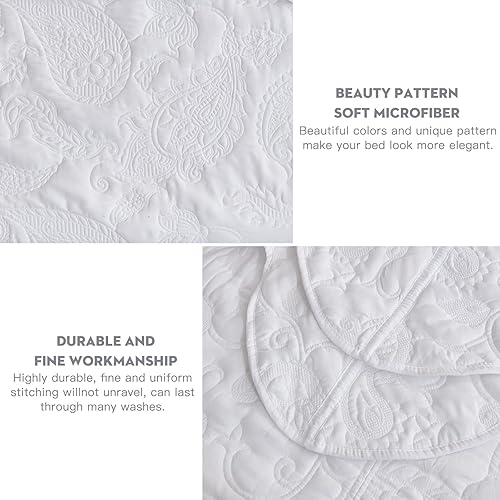 Miniatura 7 de HZ & HY Colcha de tamaño King extragrande, juego de ropa de cama acolchado, edredón ligero y delgado, reversible, lujoso, 5 piezas, 100% microfibra,
