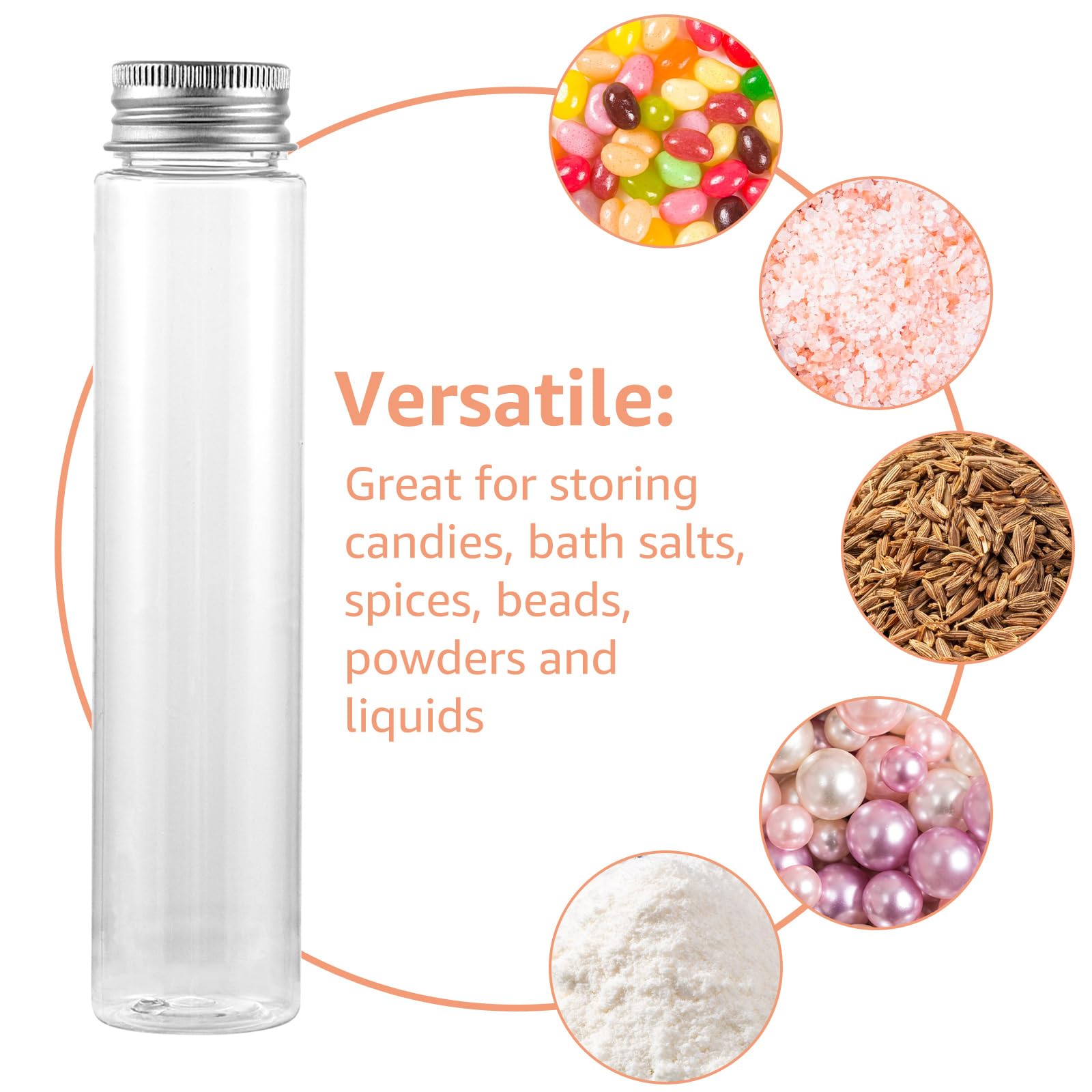 40 pezzi 110ml provette di plastica trasparenti, 110ml provette trasparenti con tappo a vite, provette di plastica piatte per dolci, liquidi, piante, decorazione